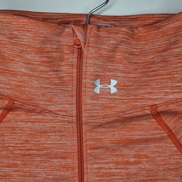 Under Armour Half Zip Athletic Pullover Yoga Running Top Orange Small Workout - Picture 4 of 10